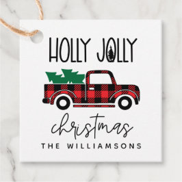 Buffalo Kariert Red Vintag Truck Name Holiday Geschenkanhänger