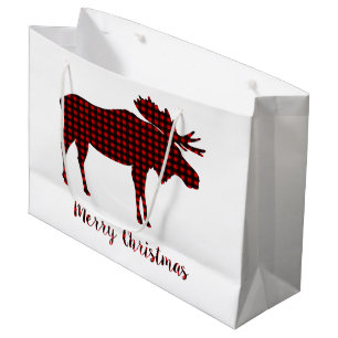 Buffalo Kariert Reindeer Frohe Weihnachtstypografi Große Geschenktüte