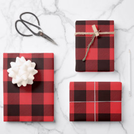 Buffalo Kariert Rot und Schwarz Geschenkpapier Set