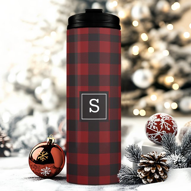 Buffalo Kariert Rot und Schwarz Lumberjack Mit Mon Thermosbecher (Von Creator hochgeladen)