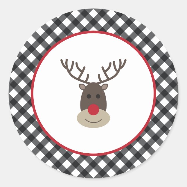 Buffalo Kariert Rudolph Stickers Weihnachtsfeierta (Vorderseite)