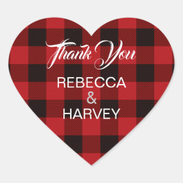 Buffalo kariert rustikale Winterhochzeit Gefallen Herz-Aufkleber