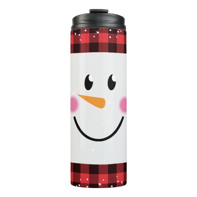 Buffalo Kariert Snowman Face Thermosbecher (Vorderseite)
