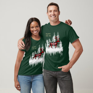 Buffalo Kariert Snowy Forest Stag Ho Ho Familienna T-Shirt