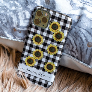 Buffalo Kariert Sunflower Schwarz-weiß Monogram Case-Mate iPhone Hülle