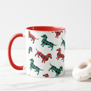 Buffalo Kariert Tartan Weihnachten Dackeln Tasse