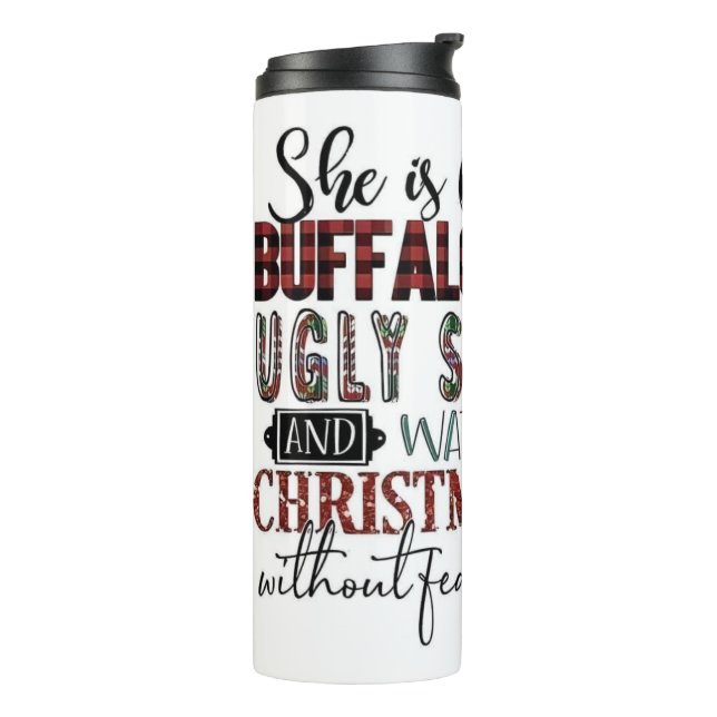 Buffalo Kariert & Ugly Sweaters Thermosbecher (Nach links gedreht)