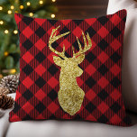 Buffalo Kariert und Gold Dei Christmas Kissen<br><div class="desc">Mit diesem festlichen Kissen fügen Sie Ihrem Urlaubsstil eine Touch rustikalen Charmes hinzu. Dieses Kissen vereint traditionelle und zeitgenössische Stile mit einem glänzenden Goldhirsche-Silhouette-Set in einem karierten, klassischen Rot-Schwarz-Büffel für einen einzigartigen Urlaubspass. Ideal, um Wärme und Eleganz in Ihr Wohnzimmer, Schlafzimmer oder jeden Raum zu bringen, der eine festliche Touch...</div>