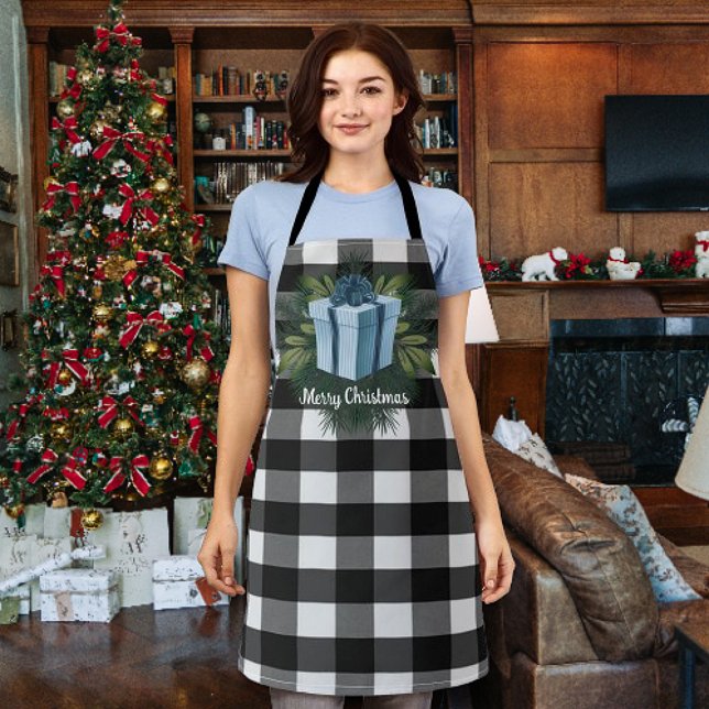 Buffalo Kariert Weihnachtsgeschenk | Blau Schürze (Blue Buffalo Plaid Christmas Gift Apron)