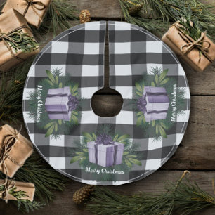 Buffalo Kariert Weihnachtsgeschenk LILA Polyester Weihnachtsbaumdecke