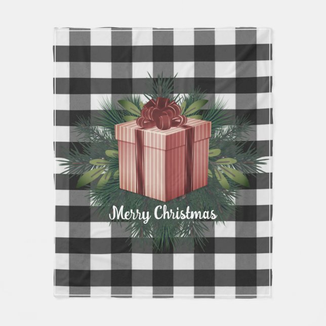 Buffalo Kariert Weihnachtsgeschenk | Roter Urlaub Fleecedecke (Vorderseite)