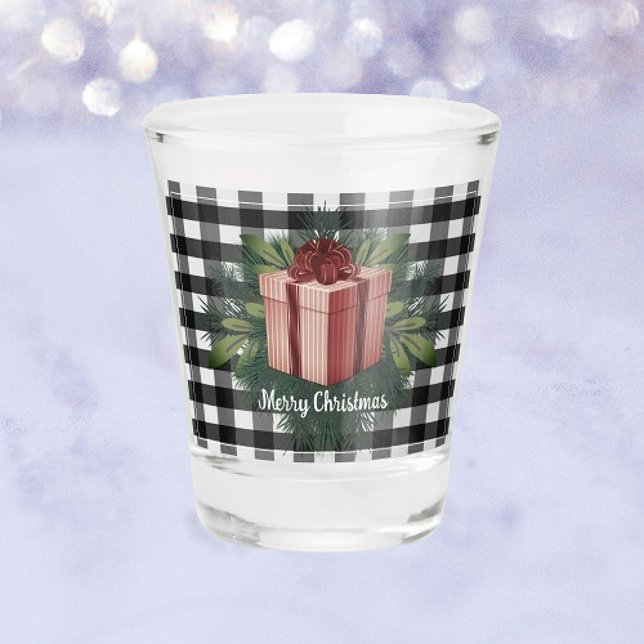 Buffalo Kariert Weihnachtsgeschenk | Roter Urlaub Schnapsglas (Red Buffalo Plaid Christmas Gift Holiday Shot Glass)