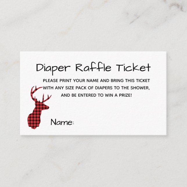 Buffalo Kariert Woodland Diaper Raffel Ticket Begleitkarte (Vorderseite)