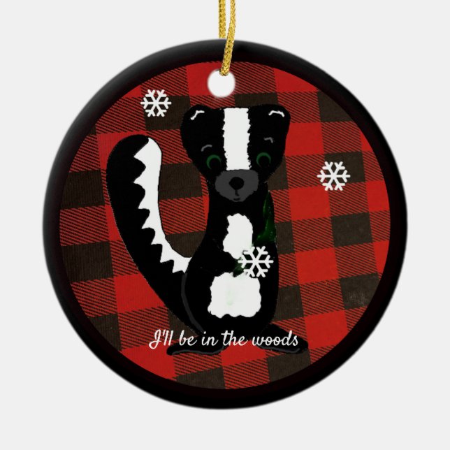 Buffalo Kariert Woodland Skunk Keramik Ornament (Vorne)