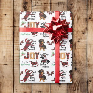Buffalo Karierte Dackel Dog Christmas Joy Geschenkpapier