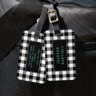 Buffalo Karierte Gepäckmarke (Schwarz & Weiß) Gepäckanhänger