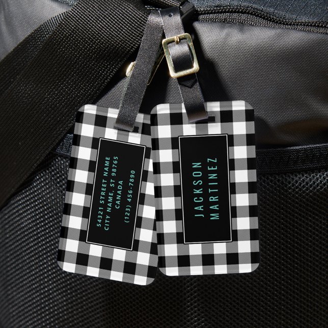 Buffalo Karierte Gepäckmarke (Schwarz & Weiß) Gepäckanhänger (Von Creator hochgeladen)