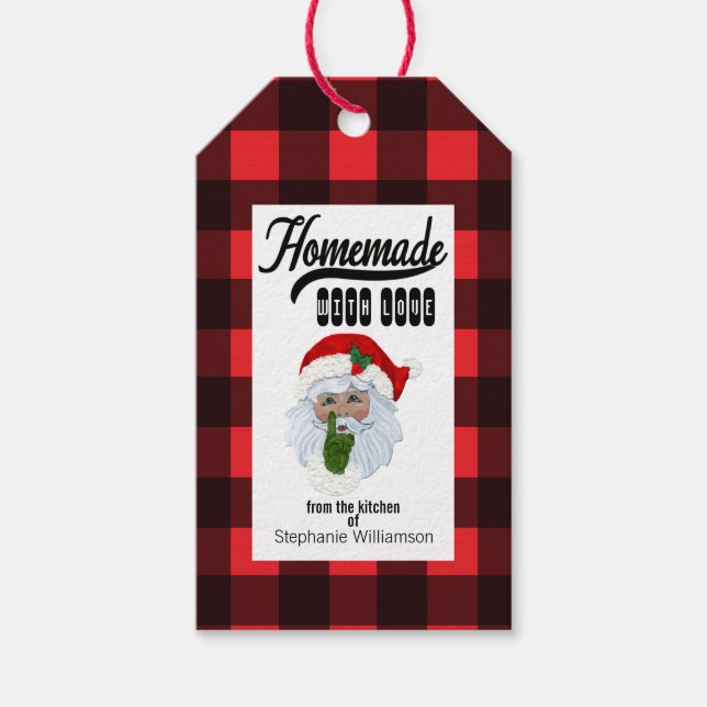 Buffalo Karierte hausgemachte Liebe Santa Food Geschenkanhänger (Vorderseite)