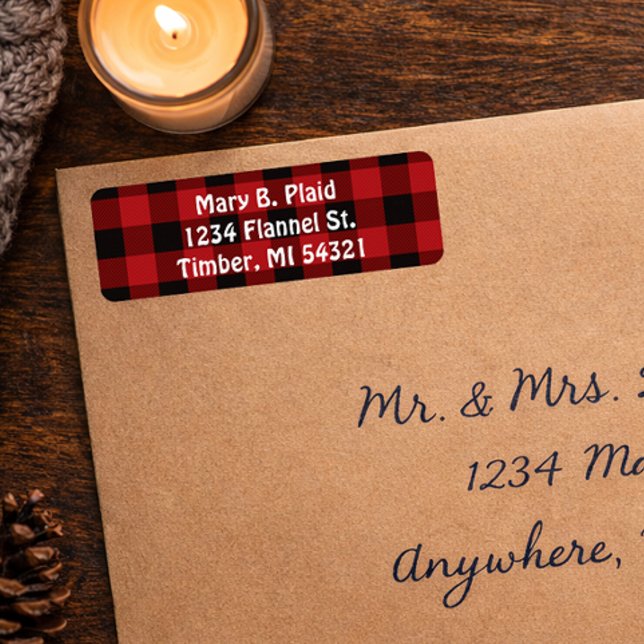Buffalo Karierte Rücksendeadressen-Aufkleber (Flannel plaid return address label for envelopes)