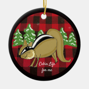 Buffalo Karierte Waldlandschaft Landhaus Keramik Ornament