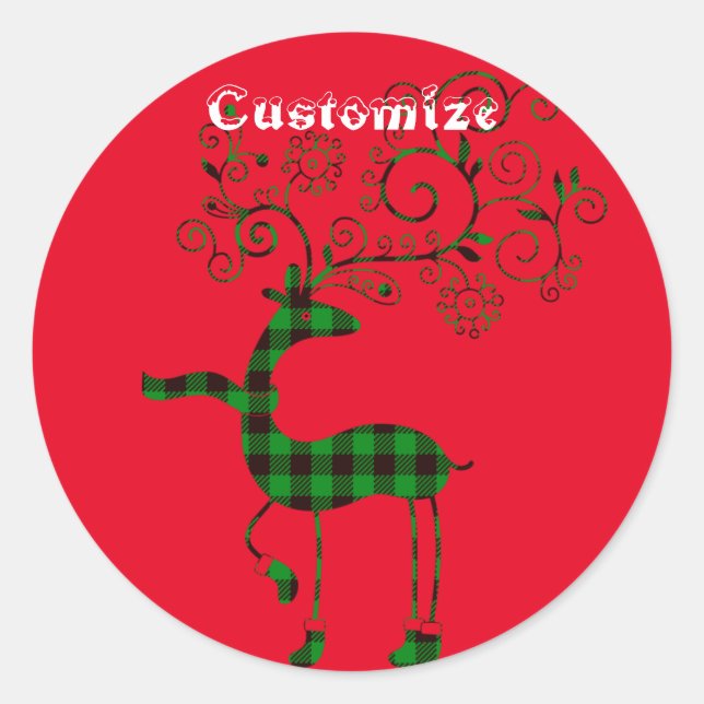 Buffalo Karierte Weihnachtsferd Thunder_Cove Runder Aufkleber (Vorderseite)