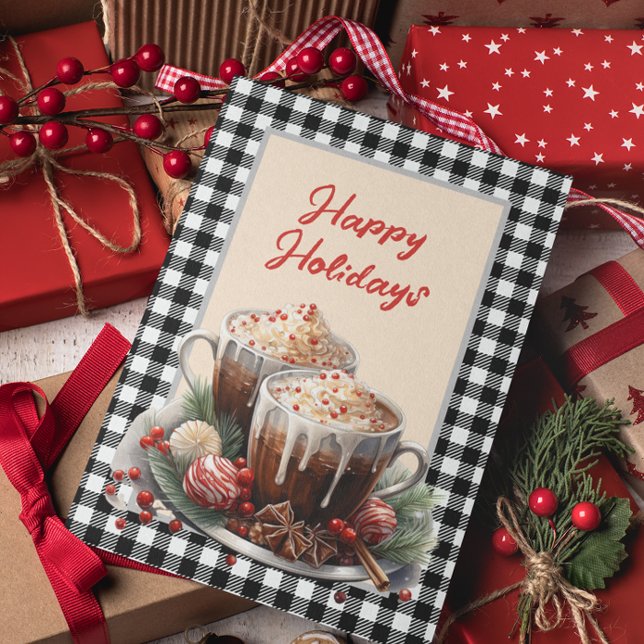 Buffalo Karierte Weihnachtskarte Kakao Feiertagskarte (Von Creator hochgeladen)