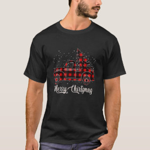 Buffalo Karierten Weihnachtsbaum Roter LKW Merry X T-Shirt