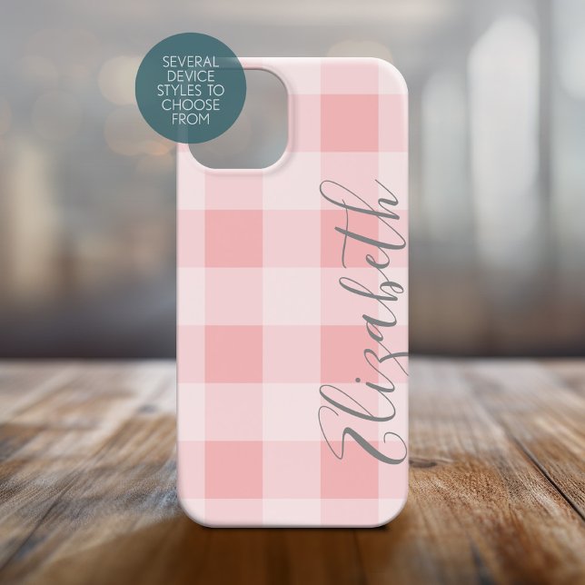 Buffalo Karierter Karo Kalligrafie KANN Korallen b Case-Mate iPhone Hülle (Personalized Phone Case with Custom Text and Trendy Design)