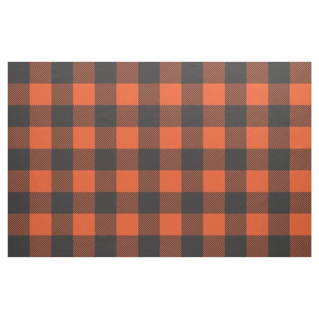 Buffalo Karierter Karo Muster Schwarz Orange Stoff (Fat Quarter (45,7 x 55,9 cm))