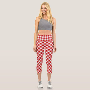 Buffalo Karierter Karo Rot Weiß Capri Leggings