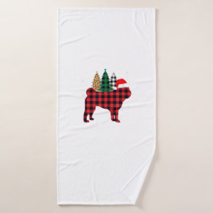 Buffalo Karierter Mops Dog Tree Leopard Weihnachts Badehandtuch