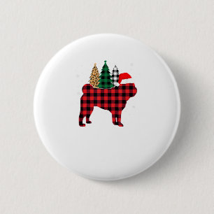 Buffalo Karierter Mops Dog Tree Leopard Weihnachts Button