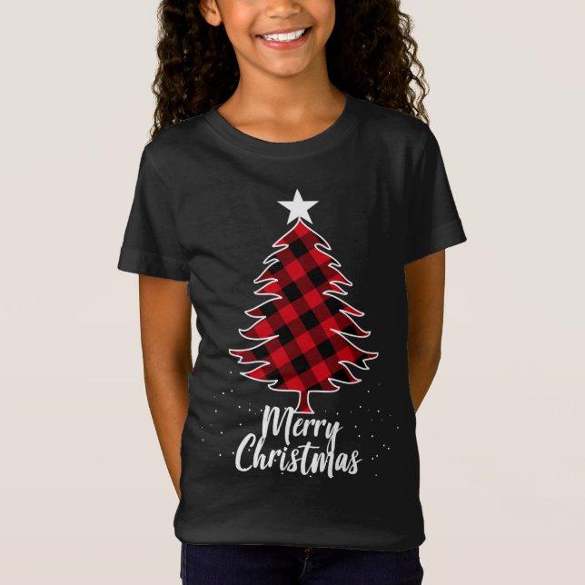 Buffalo Karierter Weihnachtsbaum T-Shirt (Vorderseite)