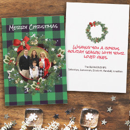 Buffalo Kariertes Custom Foto Weihnachtsfeiertag Feiertagskarte