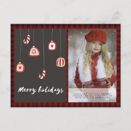 Buffalo Kariertes Foto Xmas Neujahr Folk Art Baubl Postkarte