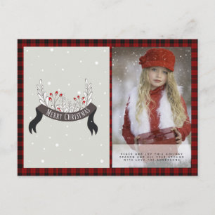 Buffalo Kariertes Foto Xmas Neujahr Folkart Holly Postkarte
