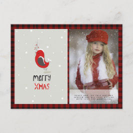 Buffalo Kariertes Foto Xmas Neujahr Folkart Red Ro Postkarte