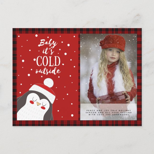 Buffalo Kariertes Foto Xmas Neujahr Folklore Art P Postkarte (Vorderseite)