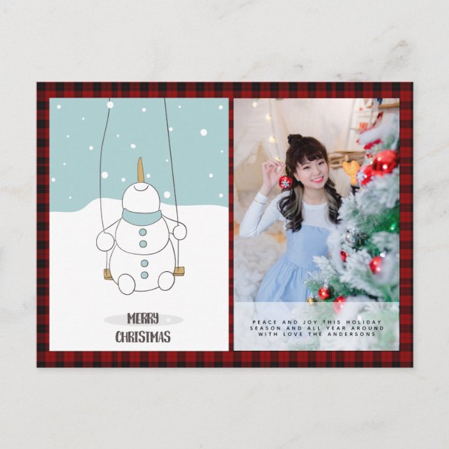 Buffalo Kariertes Foto Xmas Neujahr Folklore Art S Postkarte (Vorderseite)