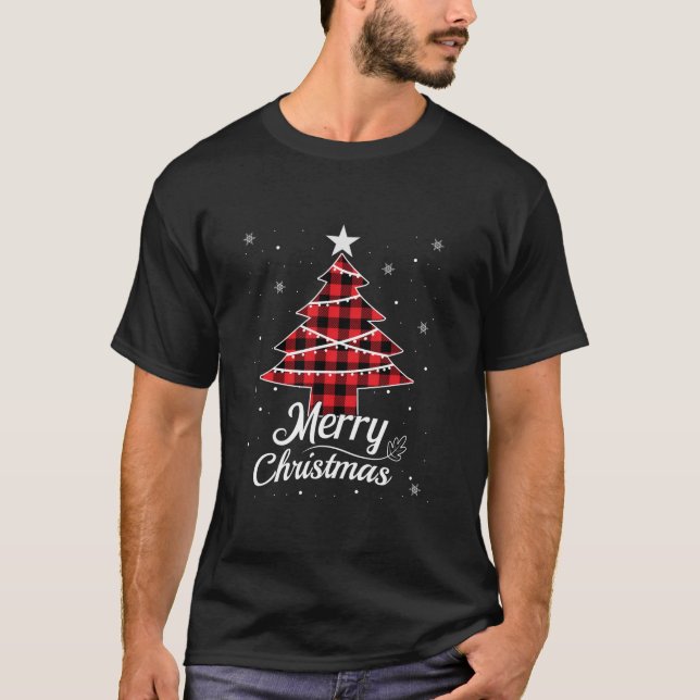 Buffalo Kariertes Weihnachtsbaum T-Shirt für Mama  (Vorderseite)