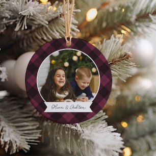 Buffalo Kariertes zweiseitiges Personalisiertes Fo Keramik Ornament