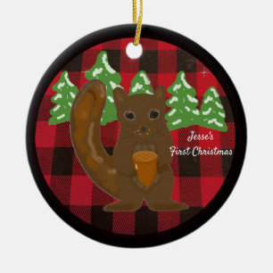 Buffalo-Karo-Babys erstes Weihnachten-Ornament Keramik Ornament