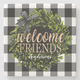 Buffalo Karo Black and White Boxwood Wreath Steinuntersetzer