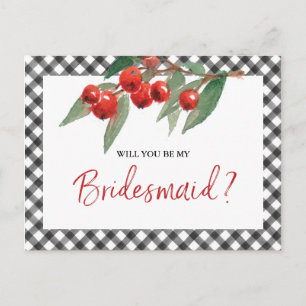Buffalo Karo Black & White Bridesmaid Vorschlag Postkarte