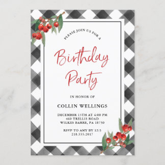 Buffalo Karo Black & White Custom Geburtstagsparty Einladung