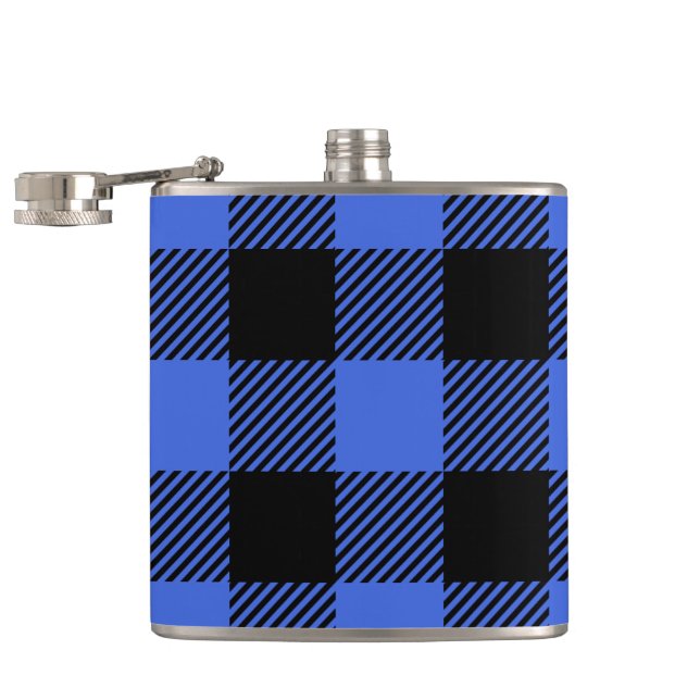 Buffalo Karo Blue & Black Lumberjack Kariertes Dek Flachmann (Geöffnet)