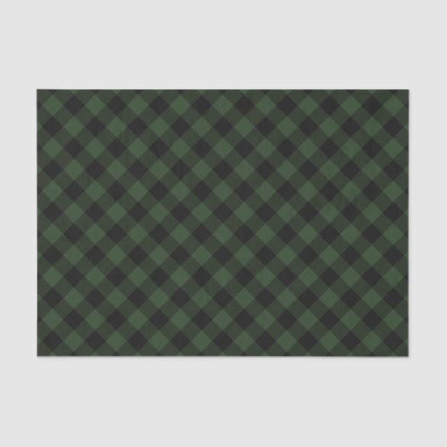 Buffalo Karo Celtic Green and Black Squares Karier Seidenpapier (Vorderseite)