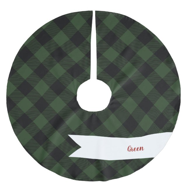 Buffalo Karo Celtic Green und Black Squares Karier Polyester Weihnachtsbaumdecke (Vorderseite)