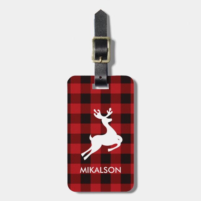 BUFFALO-KARO DEER-MONOGRAMM GEpäCKANHäNGER (Vorderseite vertikal)