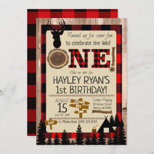 Buffalo Karo Flannel Wild One Dez 1. Geburtstag Einladung